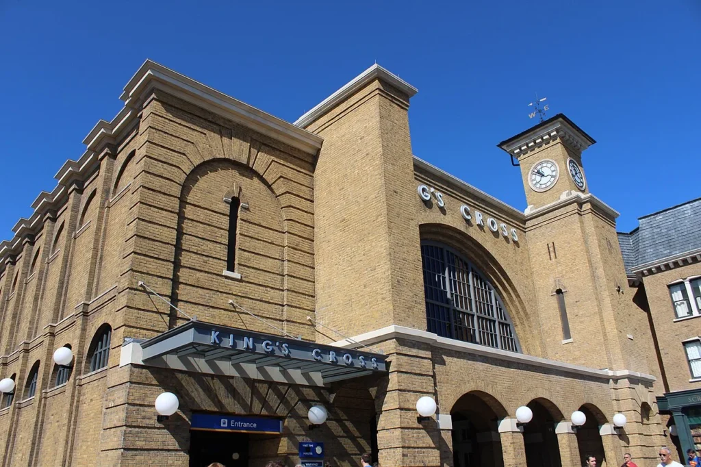 Brick facade and clock tower of King's Cross Station, Hogwarts Express stop, Universal Studios Florida
