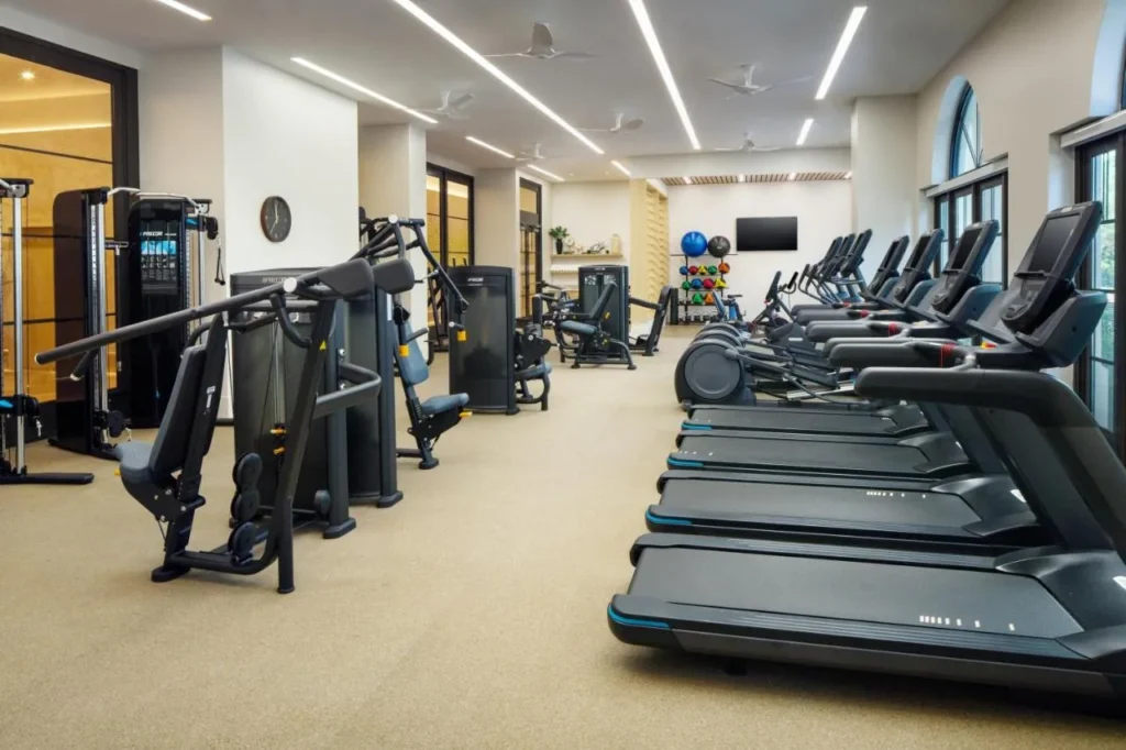 Fitness center at The Alfond Inn with treadmills, ellipticals and strength machines
