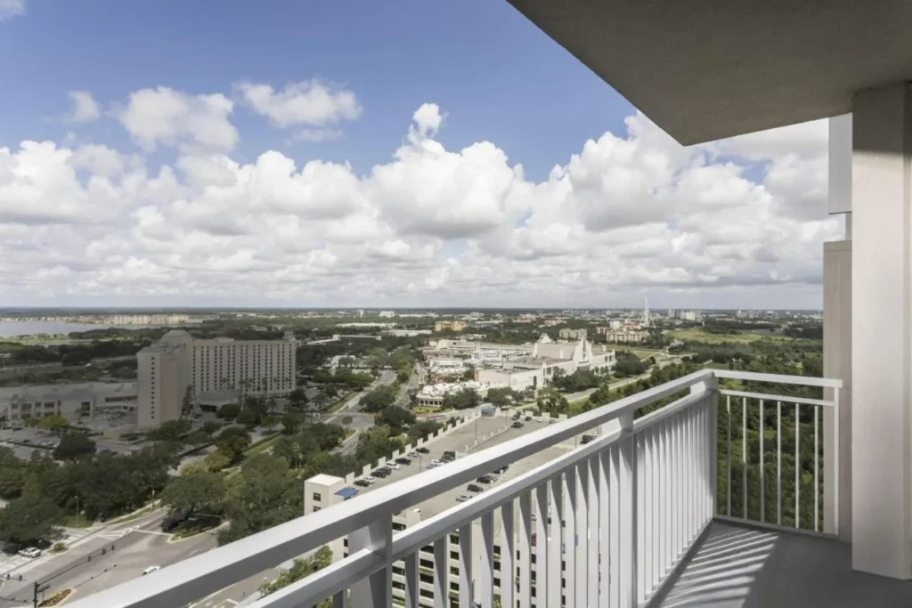 High-floor balcony with a wide view over the International Drive area at Hyatt Regency Orlando