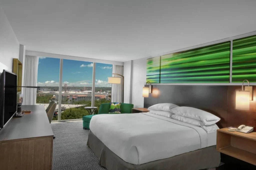 King room with floor-to-ceiling windows at DoubleTree by Hilton at the Entrance to Universal