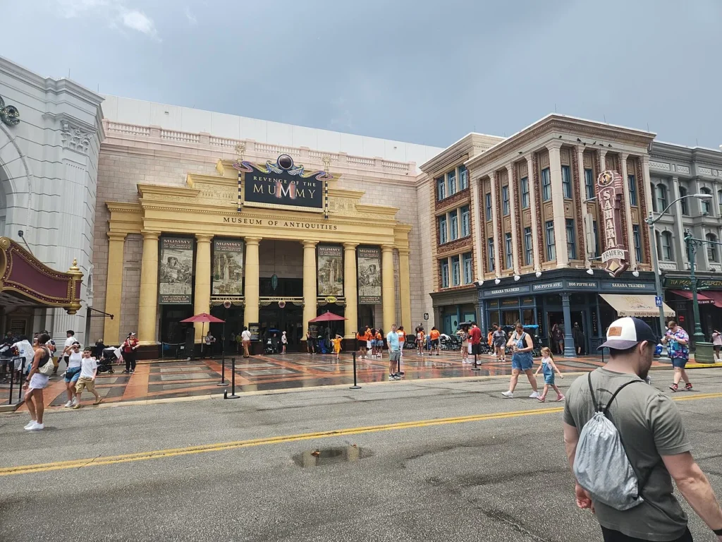 Museum of Antiquities entrance to Revenge of the Mummy in New York, Universal Studios Florida
