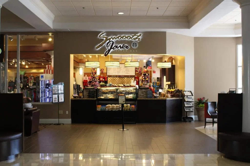 Smoooth Java coffee bar and pastry counter inside the Rosen Plaza Hotel